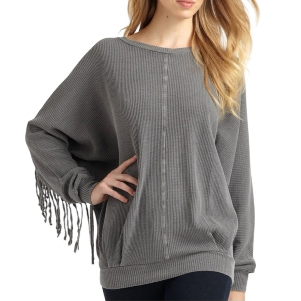 ANTHROPOLOGIE Women's SAM &‎ LAVI Green Fiona Waffle Knit Pullover Top Size M
